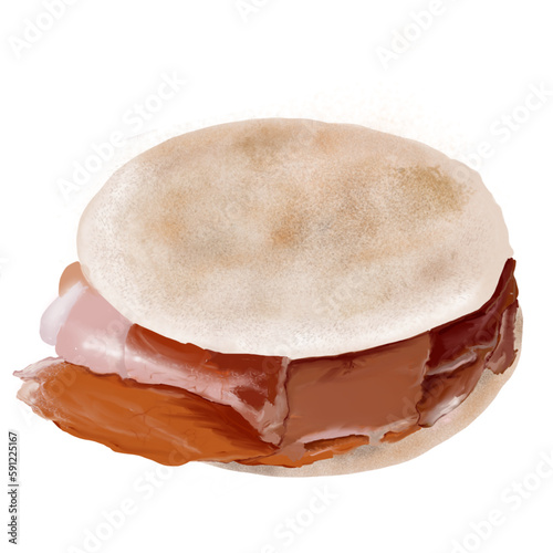 tigella, prosciutto sandwich - for website, email, presentation, postcard, book, t-shirt, sweatshirt, label, sticker, book, printable -