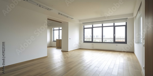 Spacious empty room in apartment, Generative AI