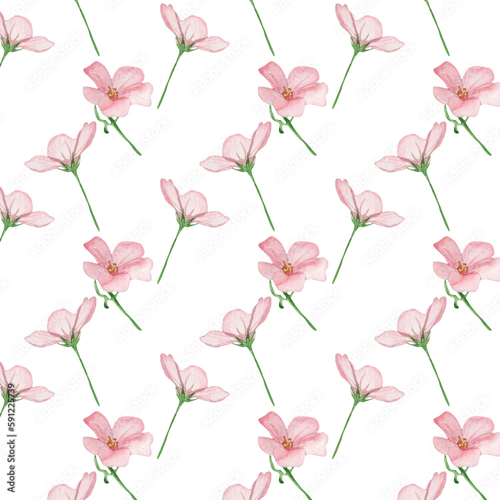Floral pattern with rose flowers on a white background, hand painted in watercolor. Floral pattern with rose flowers on a white background, hand painted in watercolor.