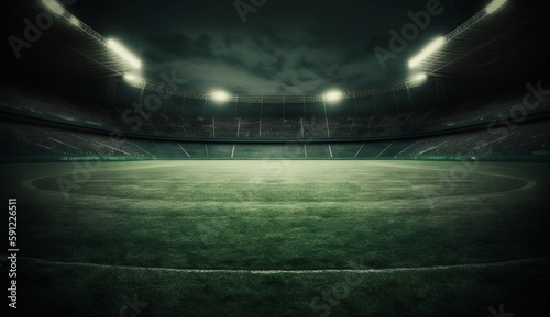 stadium evening match on the green grass field  Generative AI