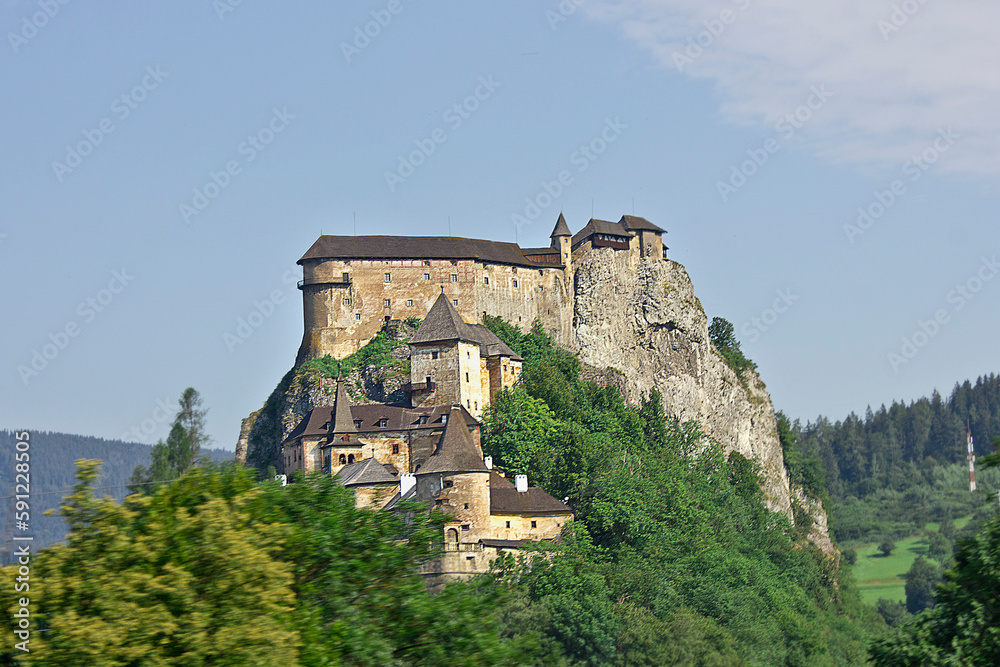 Orava Castle in Slovakia. A medieval castle on a mountain.
