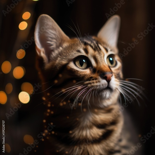 Professional photograph of a kitten with bokeh - generative ai