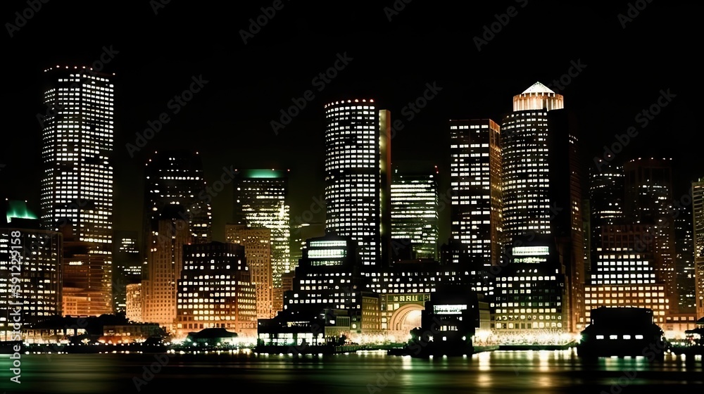 Professional photograph of new york by night - generative ai Professional photograph of new york by night - generative ai