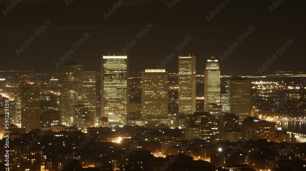 Professional photograph of new york by night - generative ai Professional photograph of new york by night - generative ai