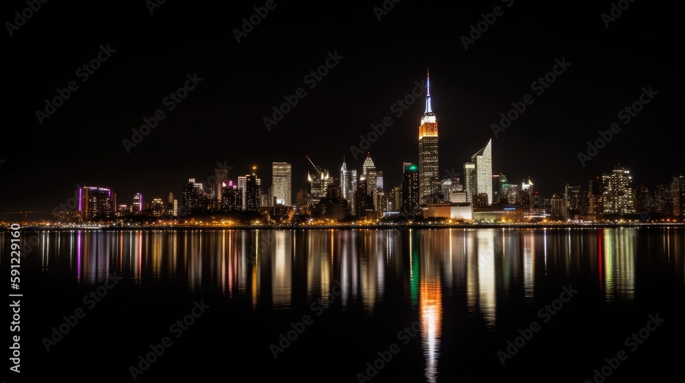 Professional photograph of new york by night - generative ai