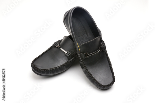 Men's leather moccasins on a white background