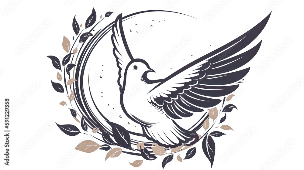 Peace pigeon. Purity, spirituality concept, generative AI. Peace pigeon. Purity, spirituality concept, generative AI.