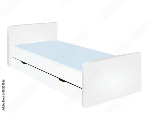 White single bed. vector illustration