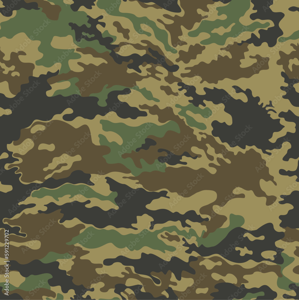 Fototapeta premium Forest texture camouflage military seamless pattern, background disguise, vector