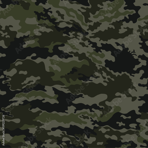  Forest army camouflage pattern, khaki background, disguise texture, military print. Ornament