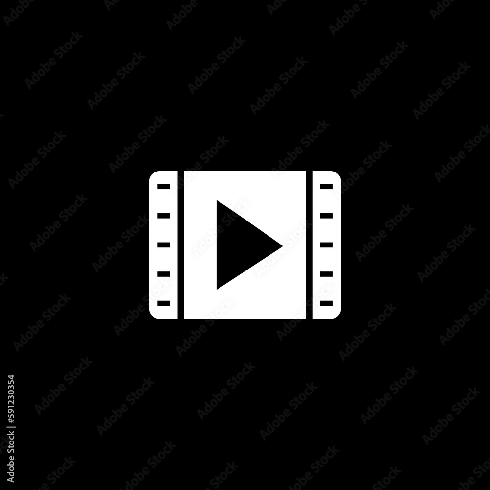 Multimedia video player with play button, isolated on black background Multimedia video player with play button, isolated on black background
