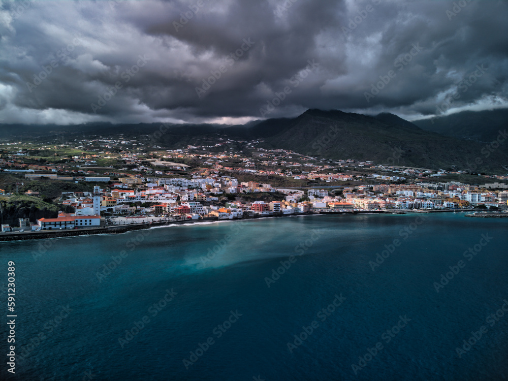 Fototapeta premium Coast of the Villa de Candelaria on the island of Tenerife as seen from a drone.