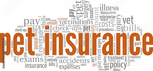 Pet Insurance word cloud conceptual design isolated on white background.