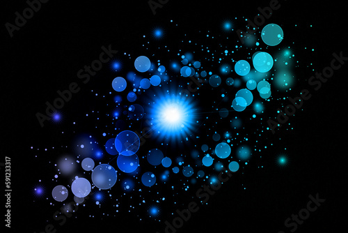 Realistic Colorful bokeh sparkle light effects on black background © Md Shahidul Islam