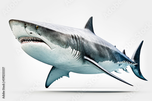 Fotobehang Picture of shark with big smile on it's face. Generative AI.