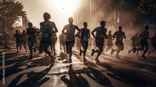 Winning the Race  Action-Packed Shots of Runners on the Streets  generative ai
