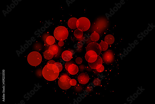 Realistic Colorful bokeh sparkle light effects on black background