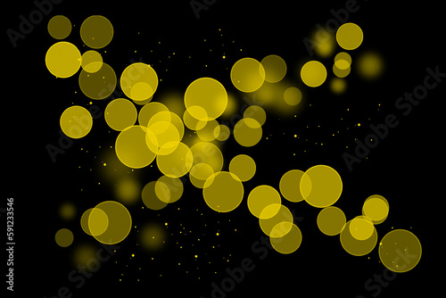 Realistic Colorful bokeh sparkle light effects on black background