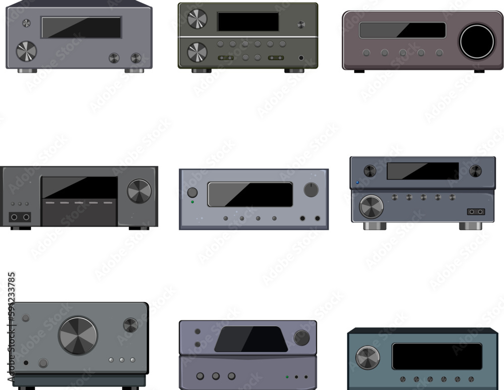 Obraz premium av receiver set cartoon vector illustration