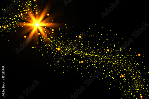 Realistic Colorful bokeh sparkle light effects on black background