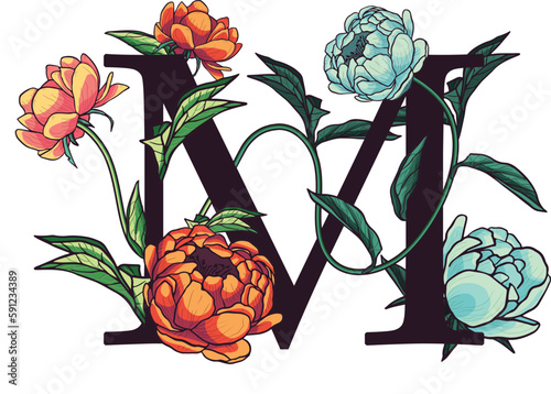 Floral Letter M Vector Illustrations: Nature-Inspired Design for Your Creative Projects