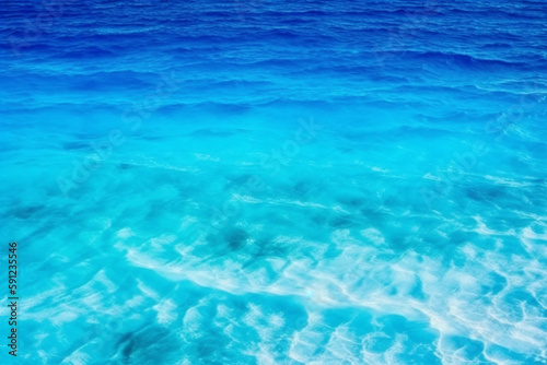 A mesmerizing aerial view of the summer blue ocean. Generative AI