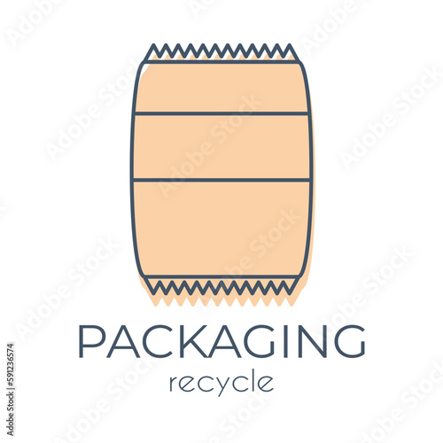 Simple minimalist orange chips packaging icon on a white background