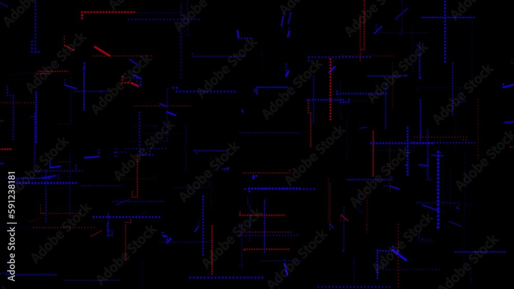 Fly Abstract Blue And Red Lines, Looped Fly Abstract Blue And Red Lines, Looped