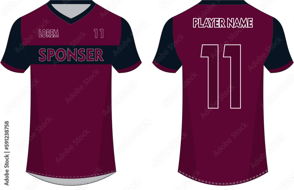 Sports jersey t shirt design vector template, half sleeve Football