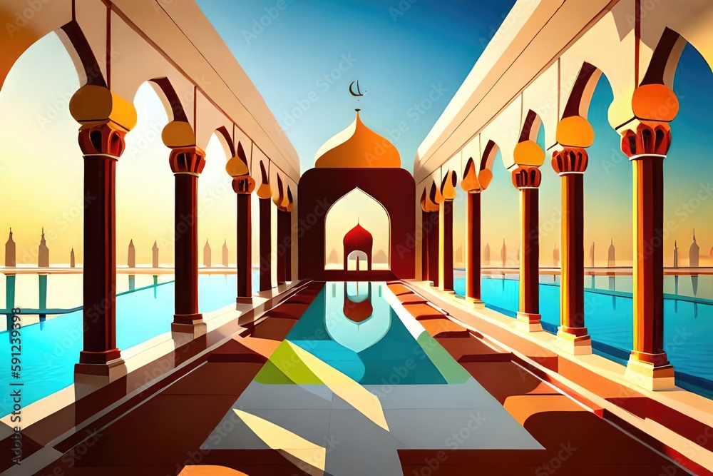 Flat illustration of Islamic architecture 