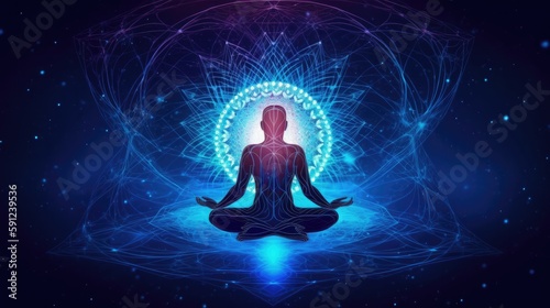 Cosmic Meditator in Lotus Pose (AI Generated).