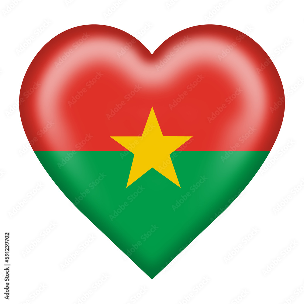 Burkina flag heart button isolated on white with clipping path 3d illustration Burkina flag heart button isolated on white with clipping path 3d illustration