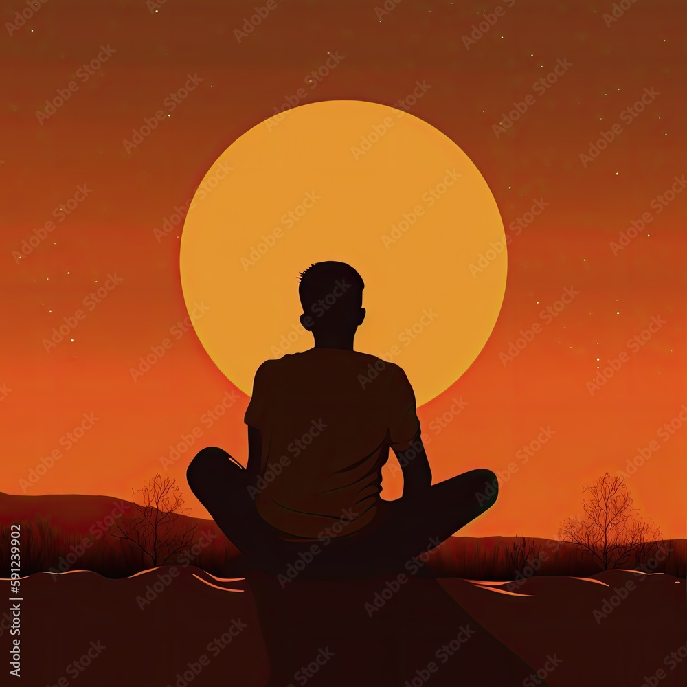 Serene Sunset Meditation (AI Generated).