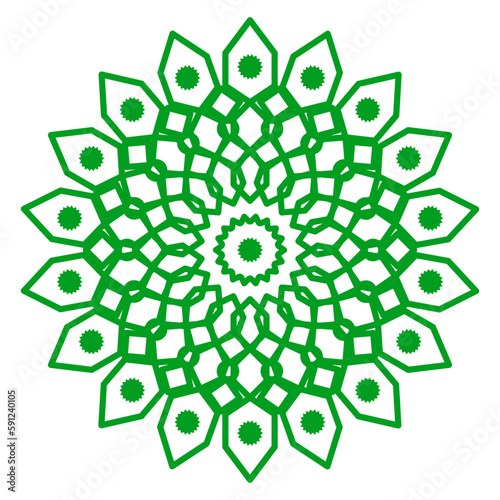 Mandala vector template green color line style isolated on white background 10 eps