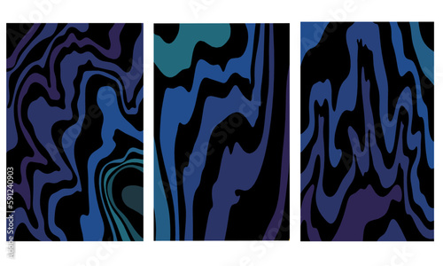 Illusion of deception with 3D effect. A set of patterns from multi-colored wavy lines of different thicknesses. Beautiful pattern of topographic lines. The luxury of nature in dark colors.