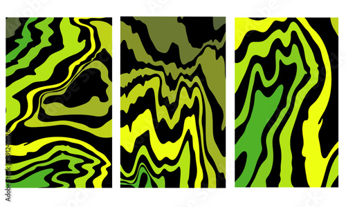 Illusion of deception with 3D effect. A set of patterns from multi-colored wavy lines of different thicknesses. Beautiful pattern of topographic lines. The luxury of nature in dark colors.