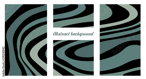 Illusion of deception with 3D effect. A set of patterns from multi-colored wavy lines of different thicknesses. Beautiful pattern of topographic lines. The luxury of nature in dark colors.
