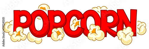 Background with popcorn. Image of snack food in cartoon style.