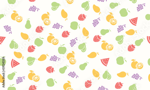 Fototapeta Naklejka Na Ścianę i Meble -  Tropical fruits seamless pattern. Colorful vector summer seamless pattern with fruits illustration