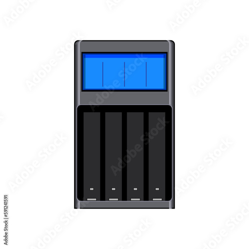 recharge aa battery charger cartoon vector illustration