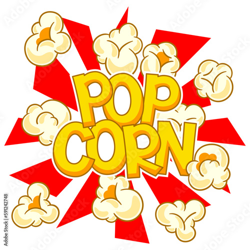 Background with popcorn. Image of snack food in cartoon style.