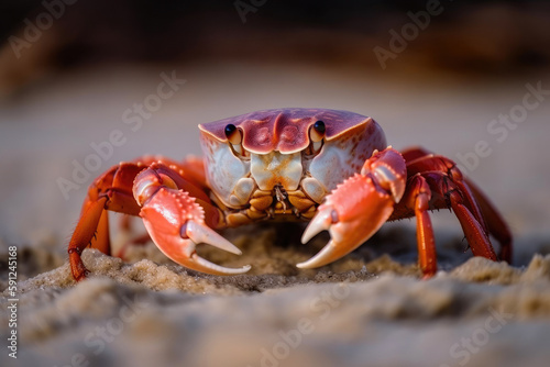 Crab on the seashore. Generative AI