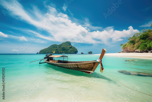 National Thailands boat at islands. Generative AI