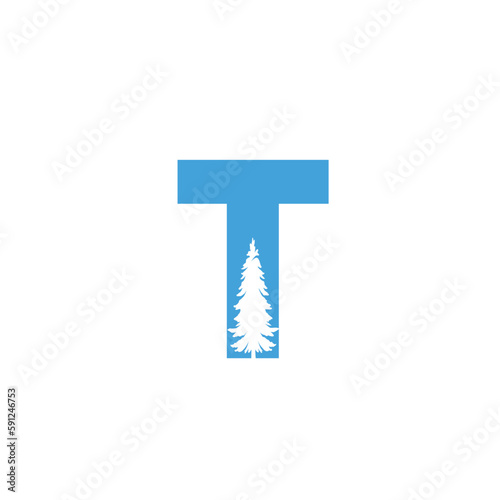 Letter t logo design. logo letter T with unique designs. t and tree logo