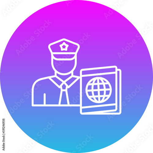Passport control Gradient Circle Line Inverted Icon