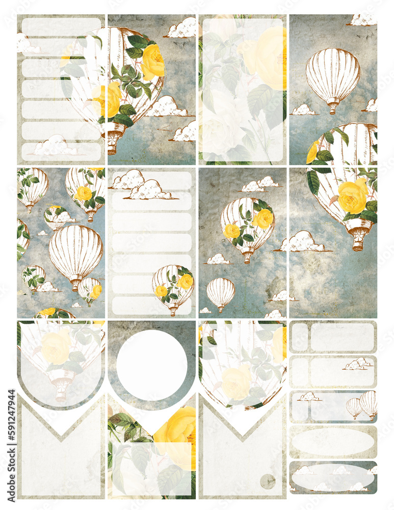 Big Happy planner stickers printable. Stickers bundle. Balloon, gray ...