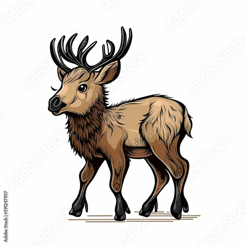 Elk cartoon. Generative AI