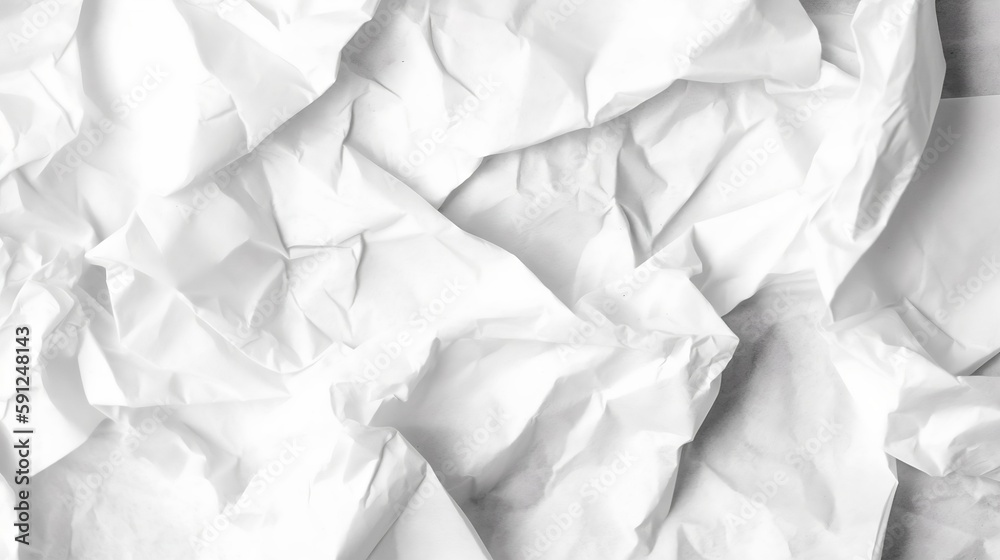 Beautiful photorealistic white crumpled paper, paper texture, background Created using generative Ai Beautiful photorealistic white crumpled paper, paper texture, background Created using generative Ai