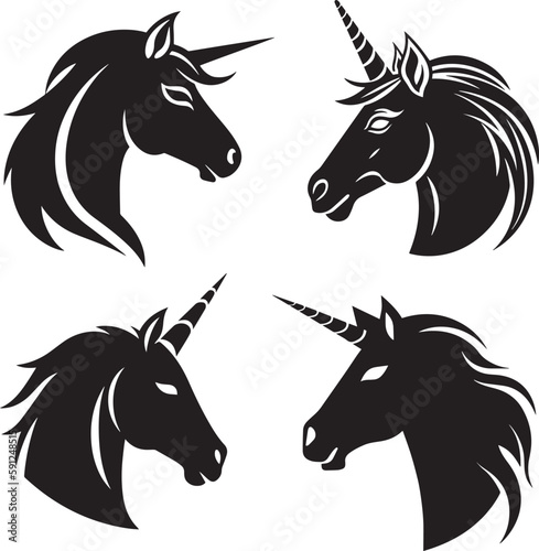 Unicorn set logo icon, Vector illustration, SVG