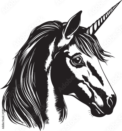 Unicorn, realistic unicorn  Vector illustration, SVG